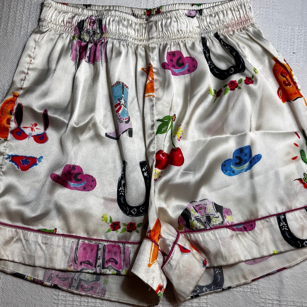 Nasty Gal Women’s Pajama Bottom Ivory/Multi Sz Small Pull Up